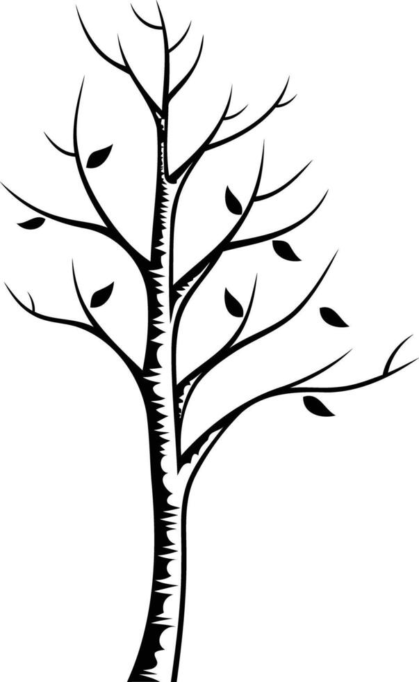 Simple, elegant silhouette of a tree with delicate leaves vector
