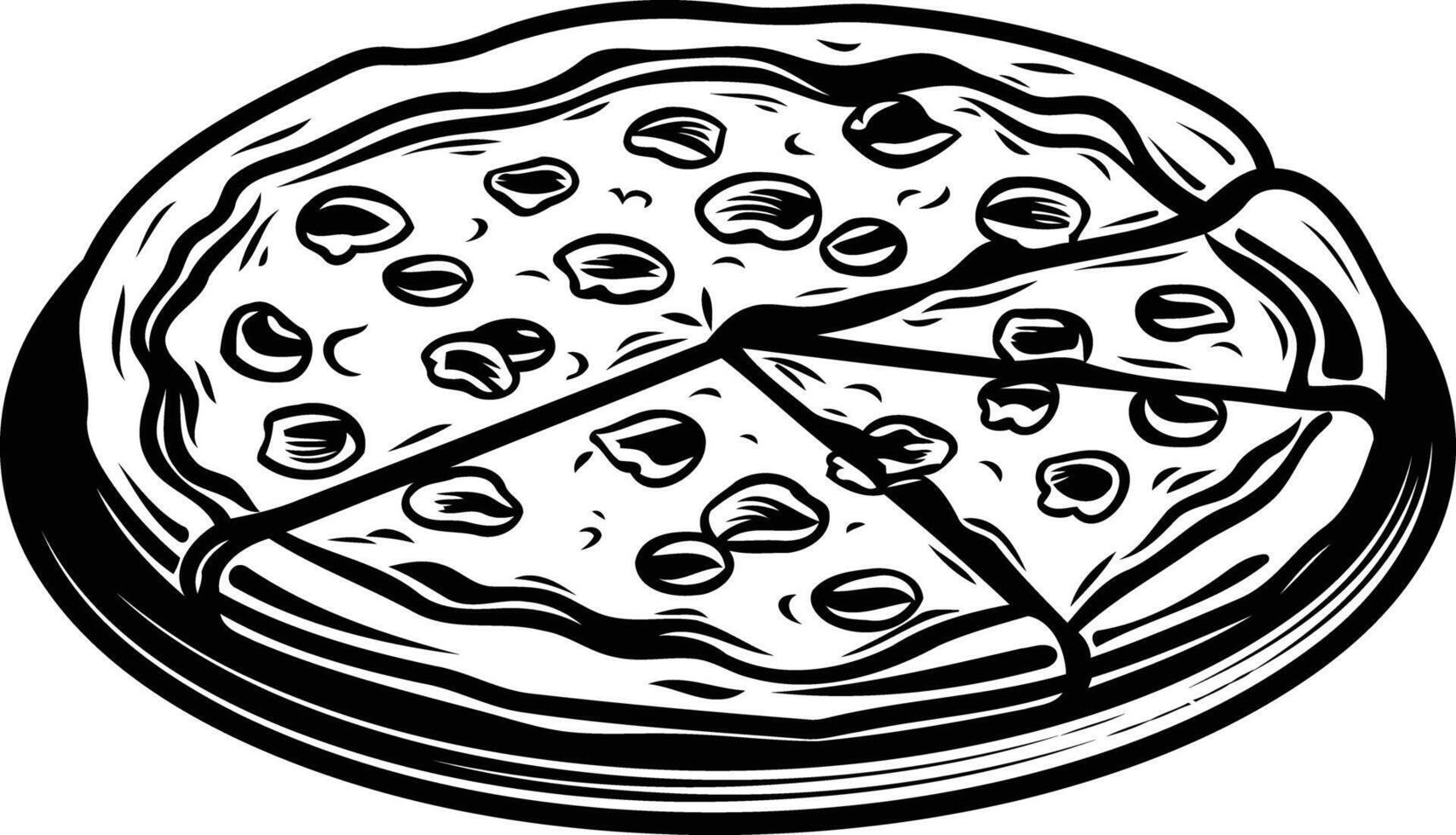 A classic illustration of a pizza, perfect for menu design, food blog posts, or restaurant marketing vector