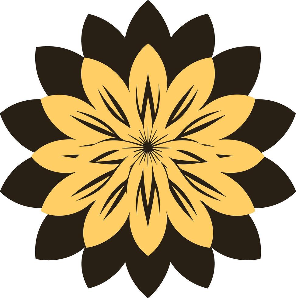 Abstract Flower Design with Yellow and Black Colors vector