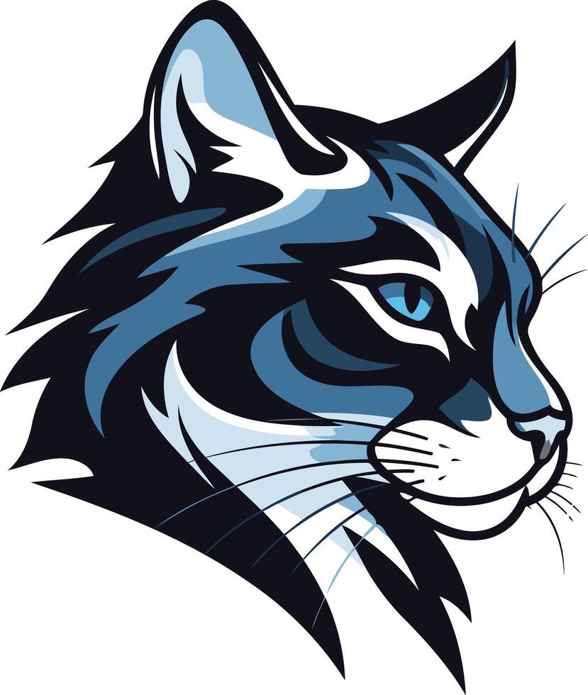 Blue and Black Cat Portrait with Striking Blue Eyes vector