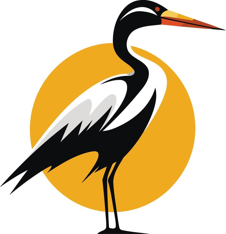 Crane Bird in Front of the Sun vector