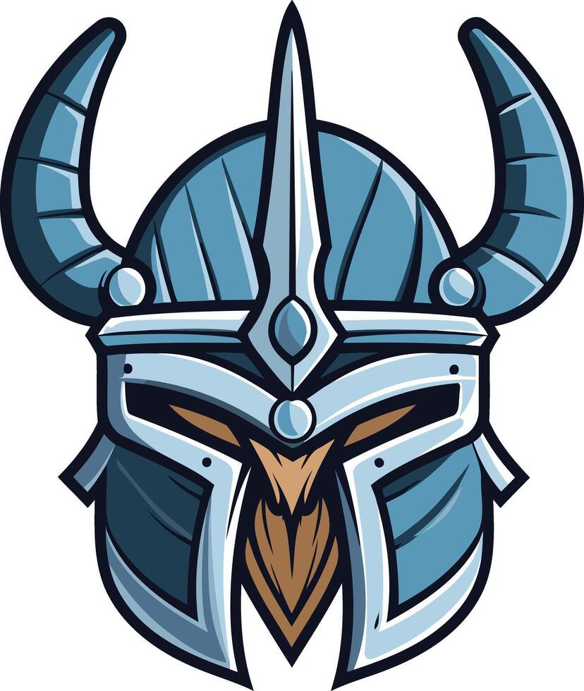 Blue and Silver Viking Helmet with Horns vector