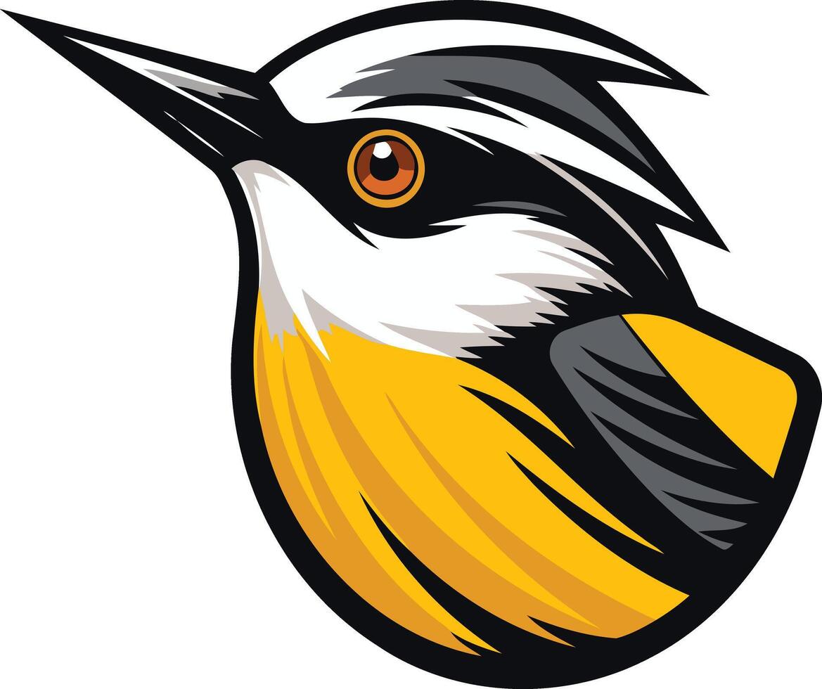 Cartoon Illustration of a Bird with a Yellow Breast vector