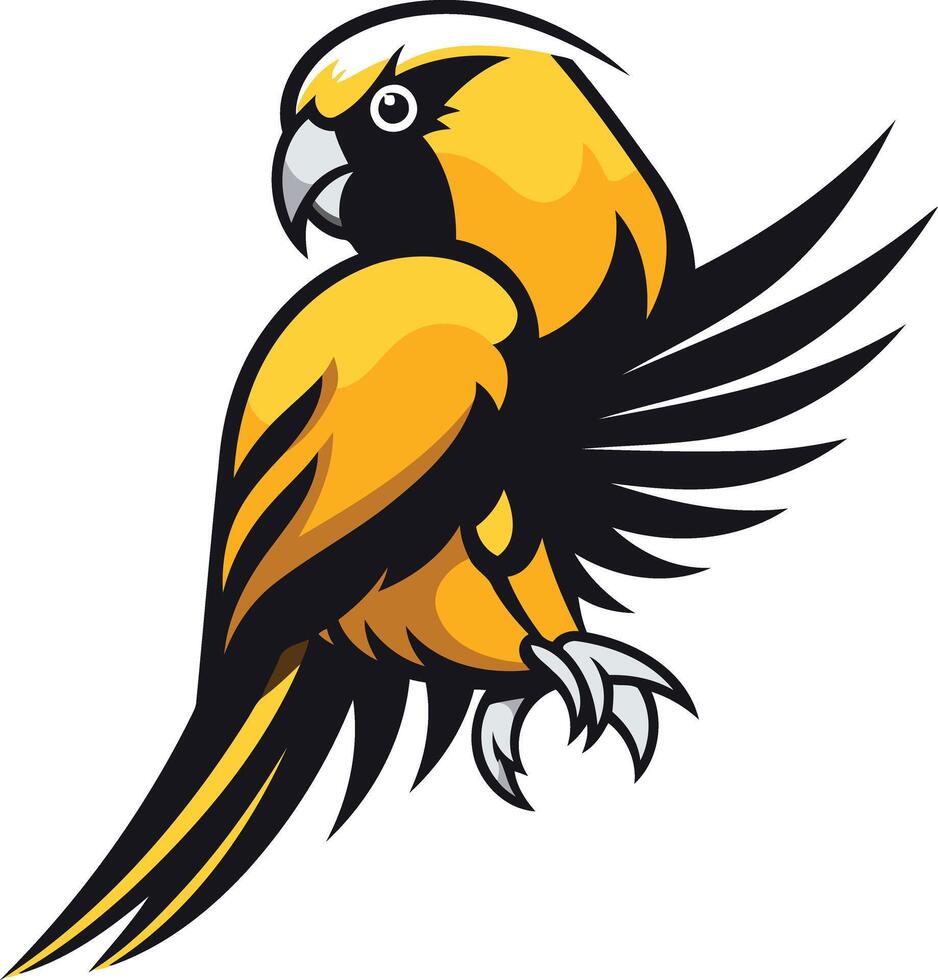 Yellow Parrot With Spread Wings vector