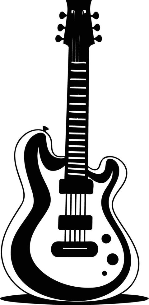 A simple, bold silhouette of an electric guitar, perfect for use in music-related designs, logos, or illustrations vector