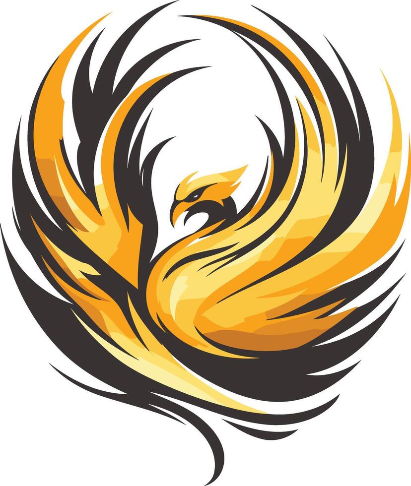 Phoenix Bird Logo Design in Black and Gold vector