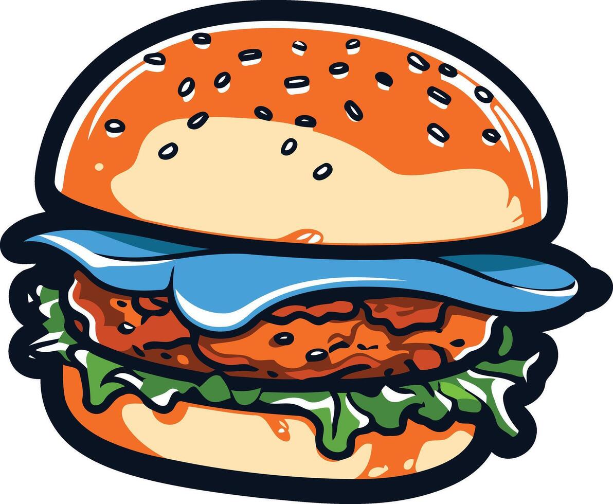 A Delicious and Colorful Burger Illustration vector