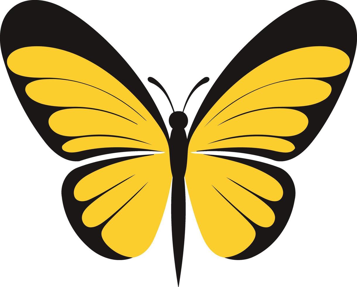 A simple, stylized yellow butterfly with black outlines, perfect for nature-themed designs vector