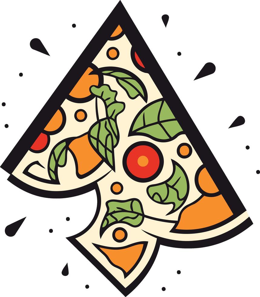 Pizza Slice Illustration with Bold Lines vector