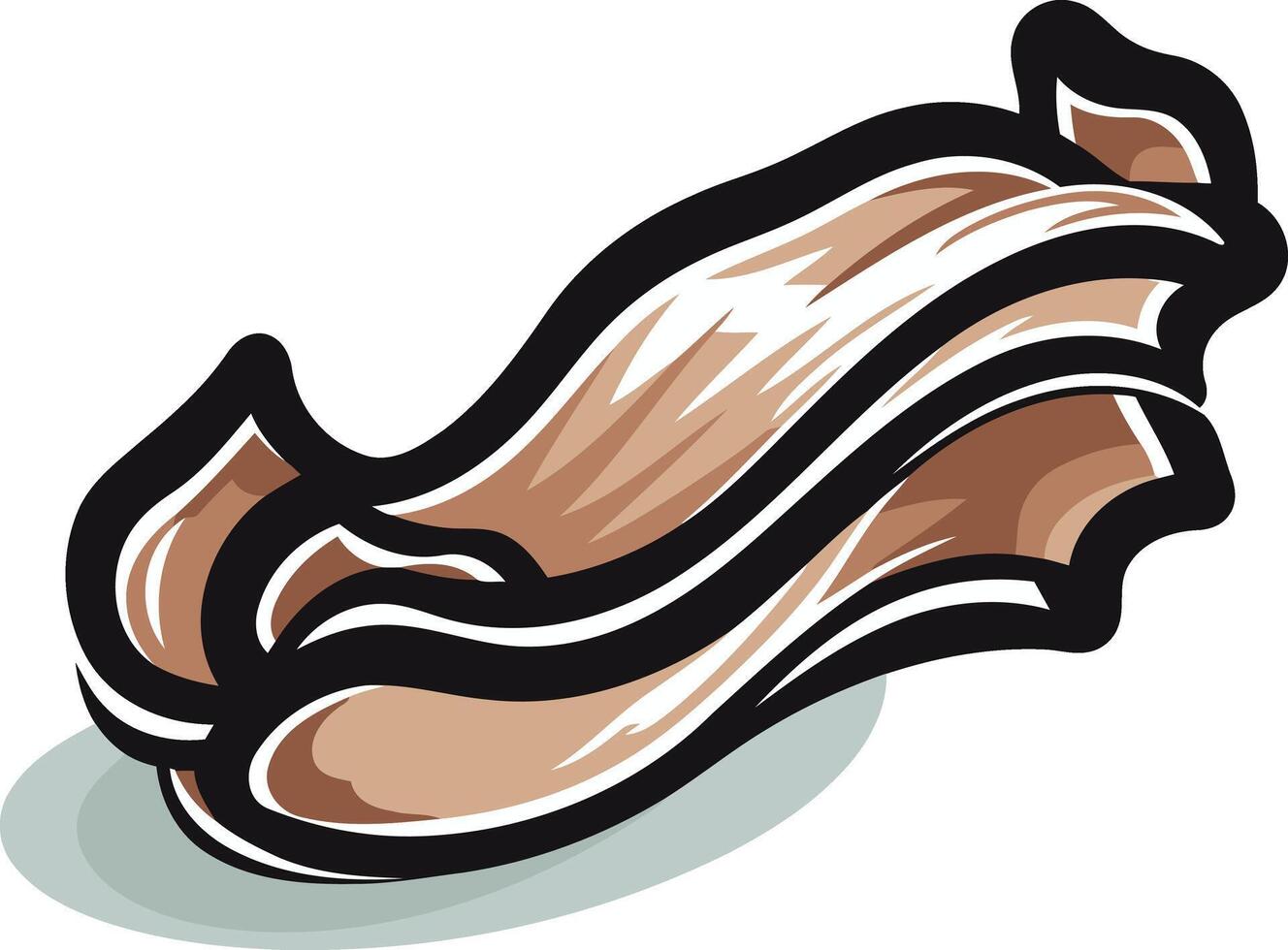 A cartoon illustration of a crispy, delicious-looking piece of bacon vector