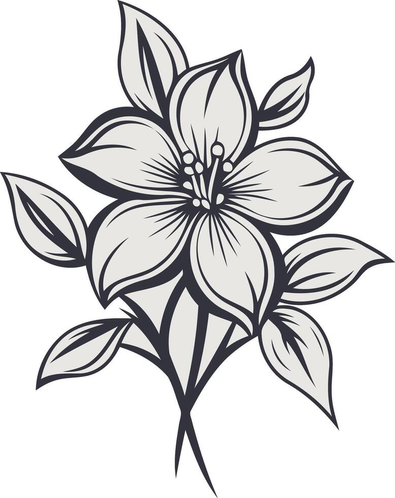 Elegant Black and White Flower Illustration vector
