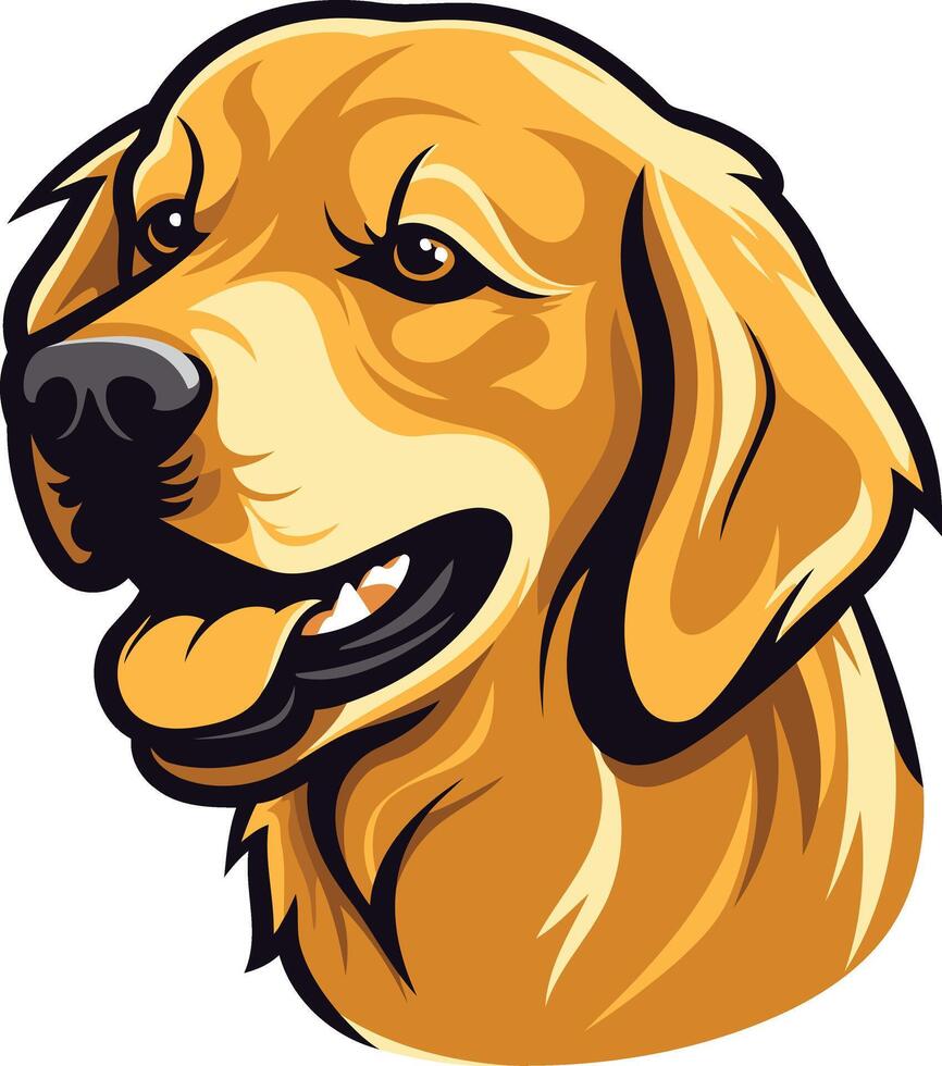 A friendly, cartoon style golden retriever head with a playful smile vector