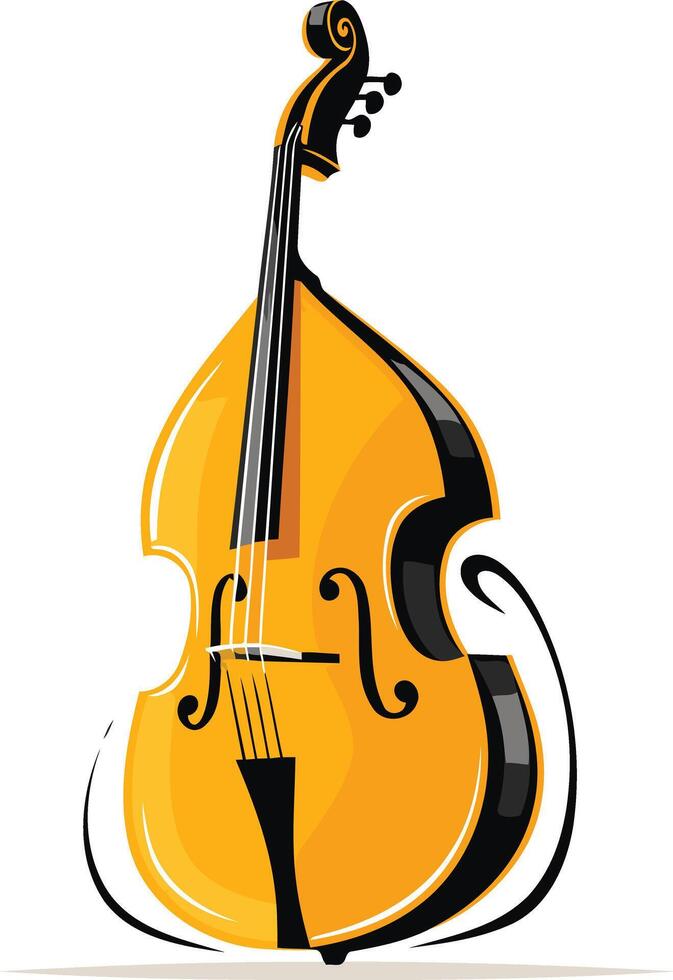A cheerful and vibrant illustration of a double bass, perfect for music-related projects, posters, websites, and social media vector