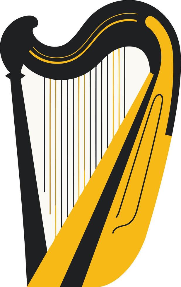 Harp Illustration in Yellow and Black vector