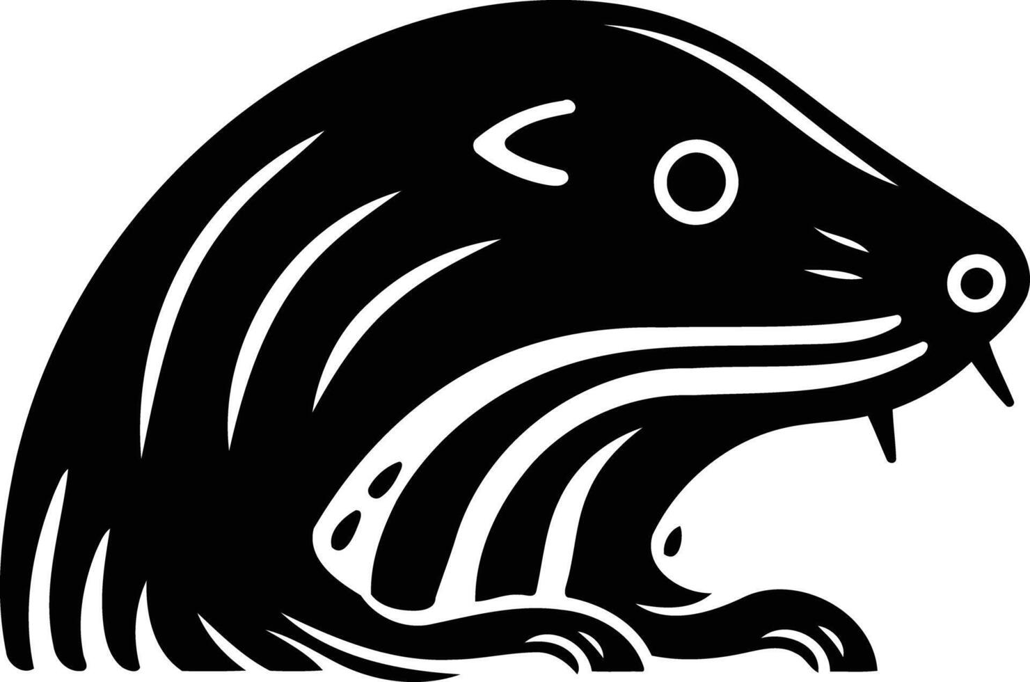 A bold, stylized black and white illustration of a weasel's head vector