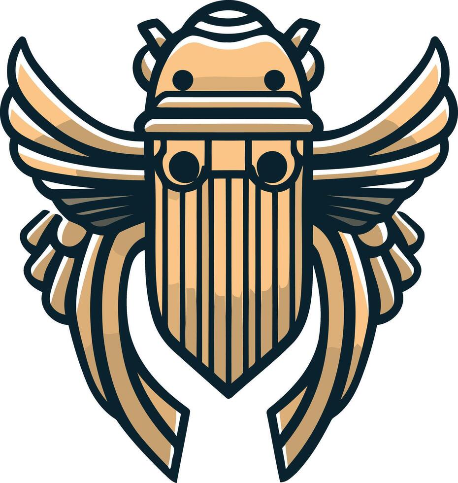 Golden Scarab Beetle with Wings vector