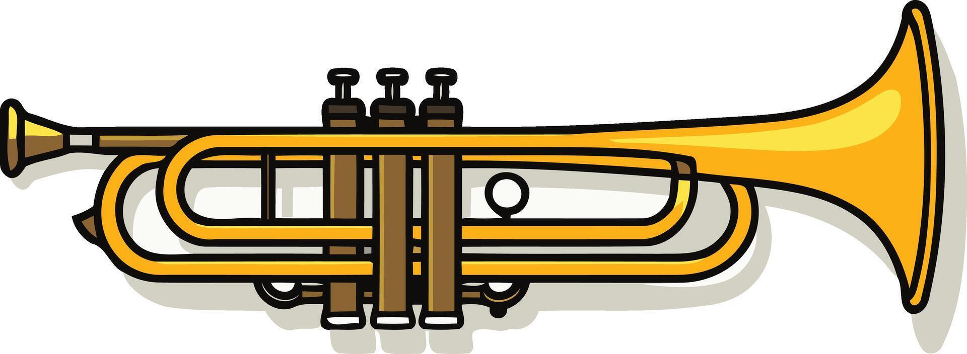 Cartoon Illustration of a Golden Trumpet vector