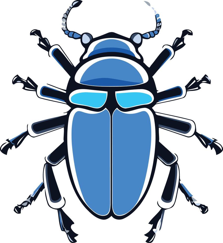 Illustration of a Blue Beetle with Six Legs vector
