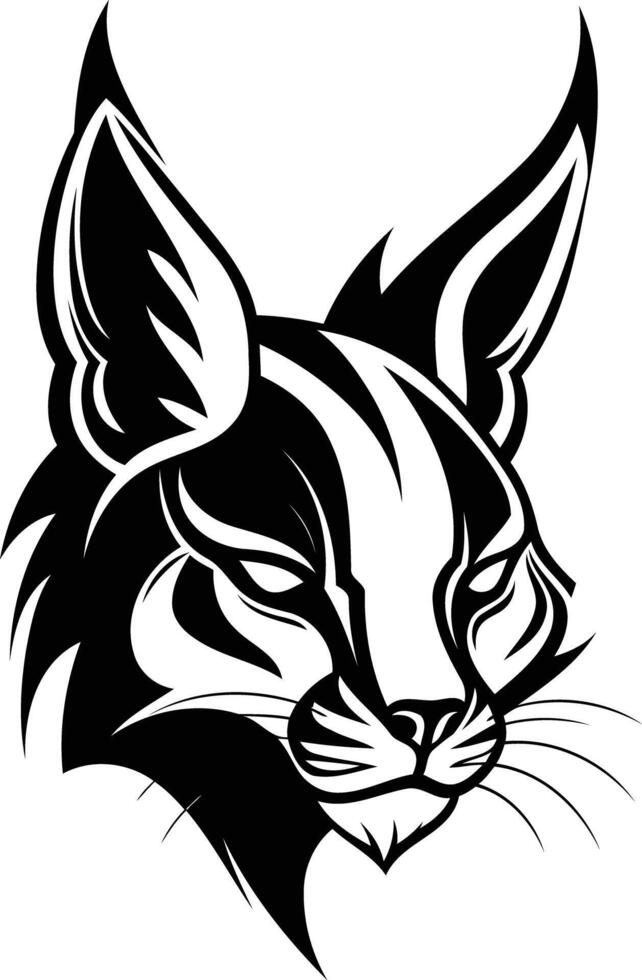 A bold and striking black and white illustration of a lynx head, perfect for tattoos, t-shirts, or logo designs vector