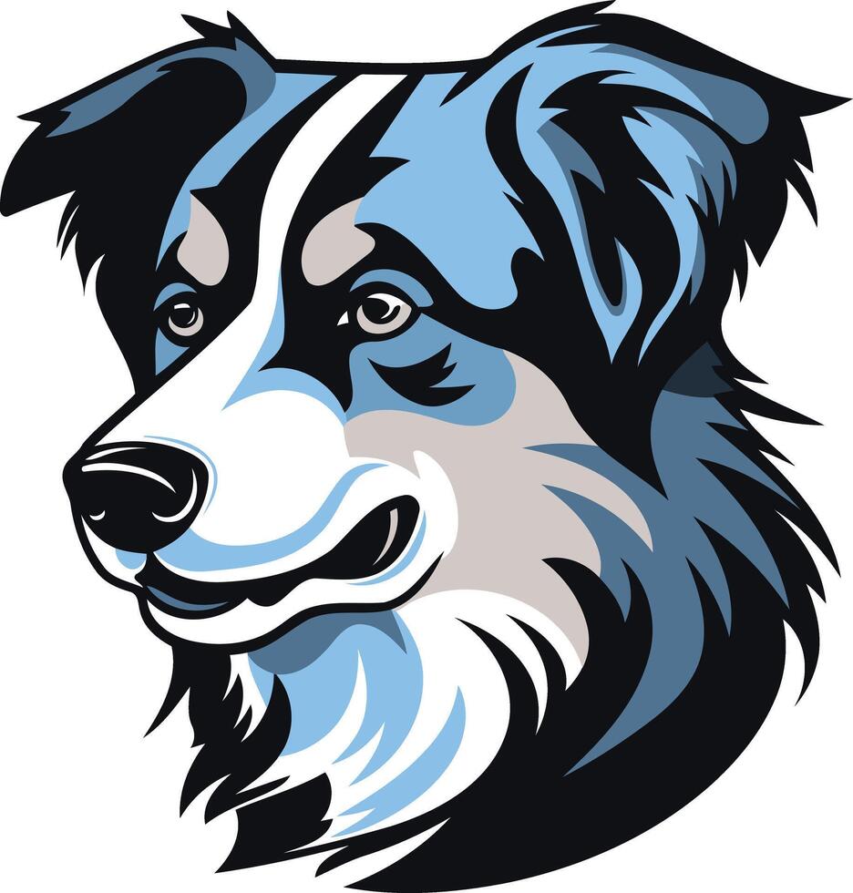 A striking illustration of a border collie head, perfect for pet-related designs, logos, and branding vector