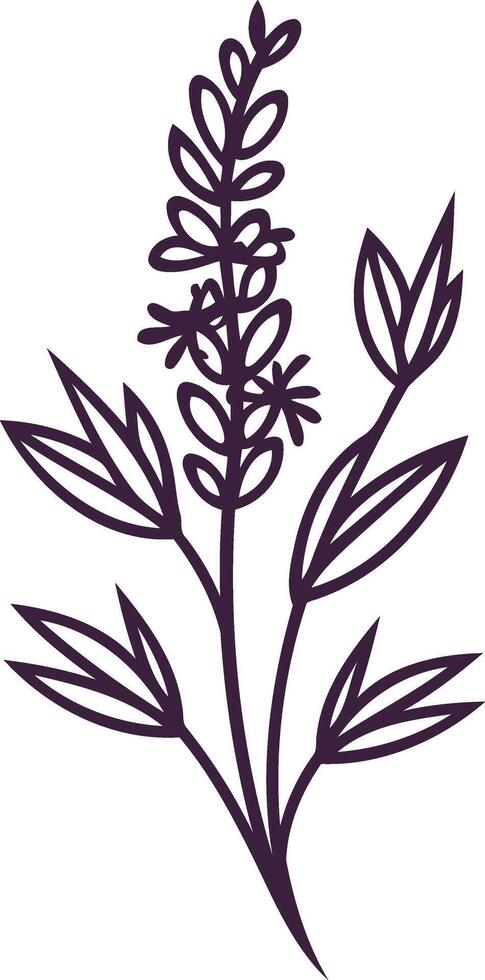 Line Art Illustration of a Lavender Sprig vector