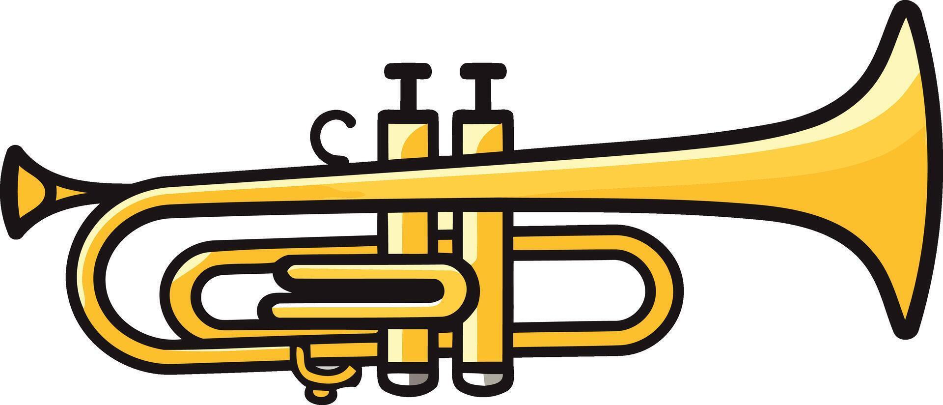 A simple and cheerful illustration of a golden trumpet, perfect for music-related projects and designs vector