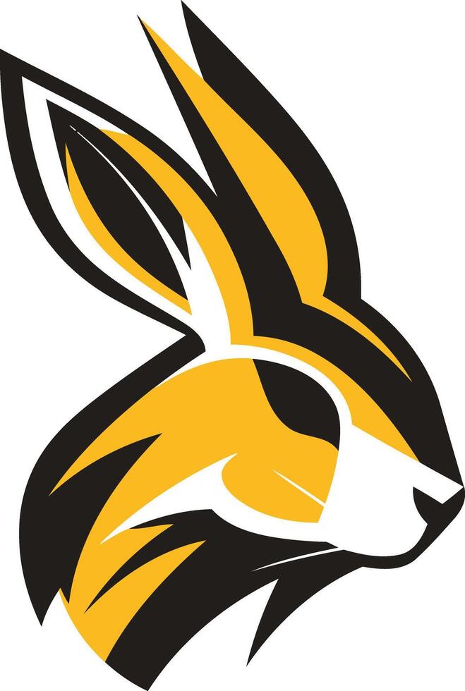 Stylized Black and Gold Rabbit Head vector