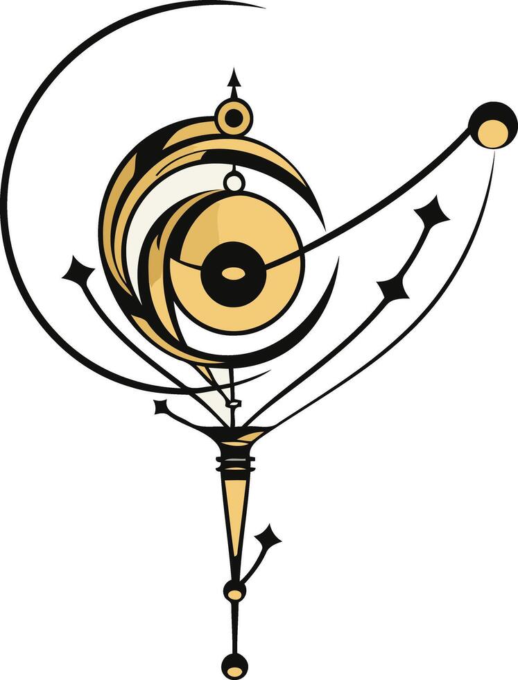 Abstract Golden Ornament with Black Lines and White Background vector