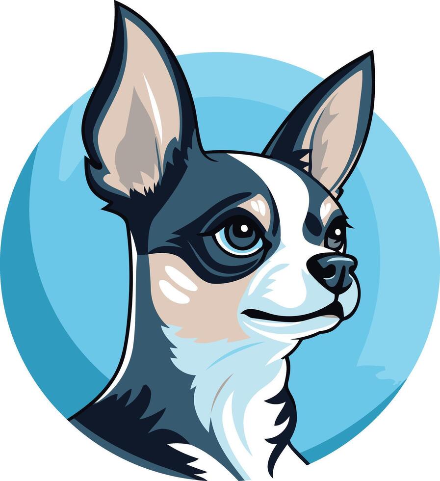 Cartoon Portrait of a Black and White Chihuahua vector