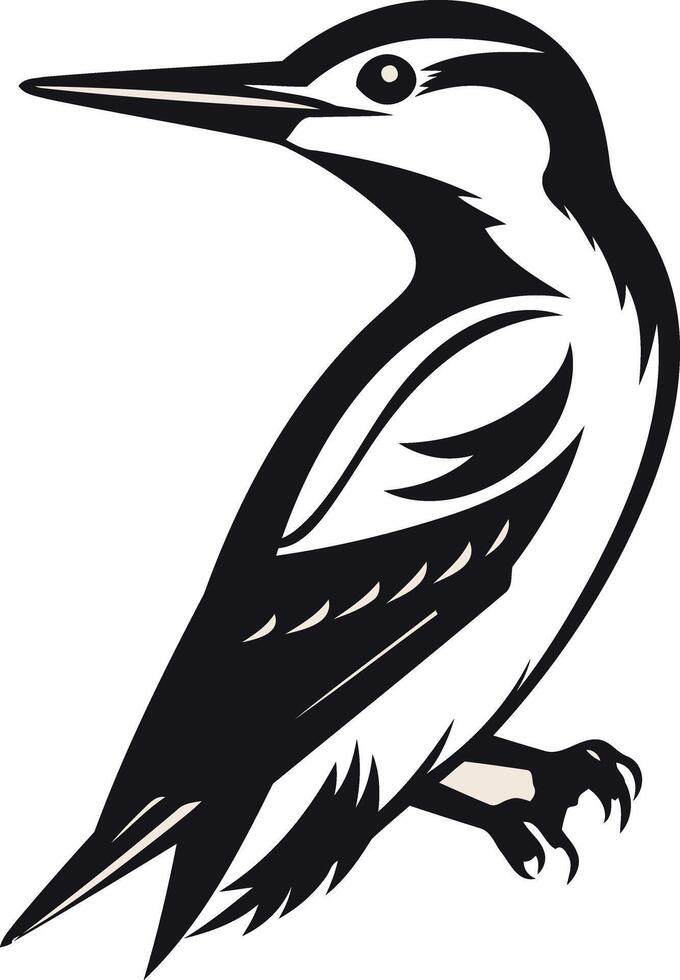 A striking black and white illustration of a kingfisher, perfect for logos, branding, or nature-themed designs vector