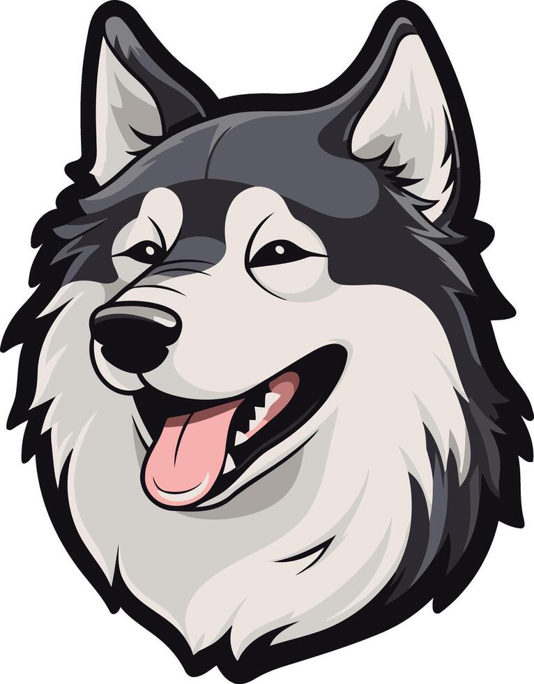 Smiling Husky Dog Cartoon Illustration vector