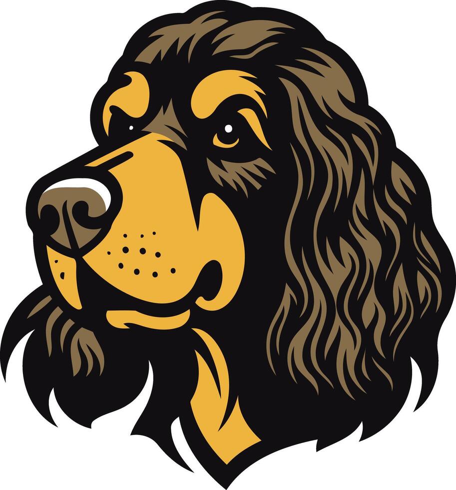 A fierce and striking illustration of a cocker spaniel dog head, perfect for use as a mascot, logo, or branding element vector