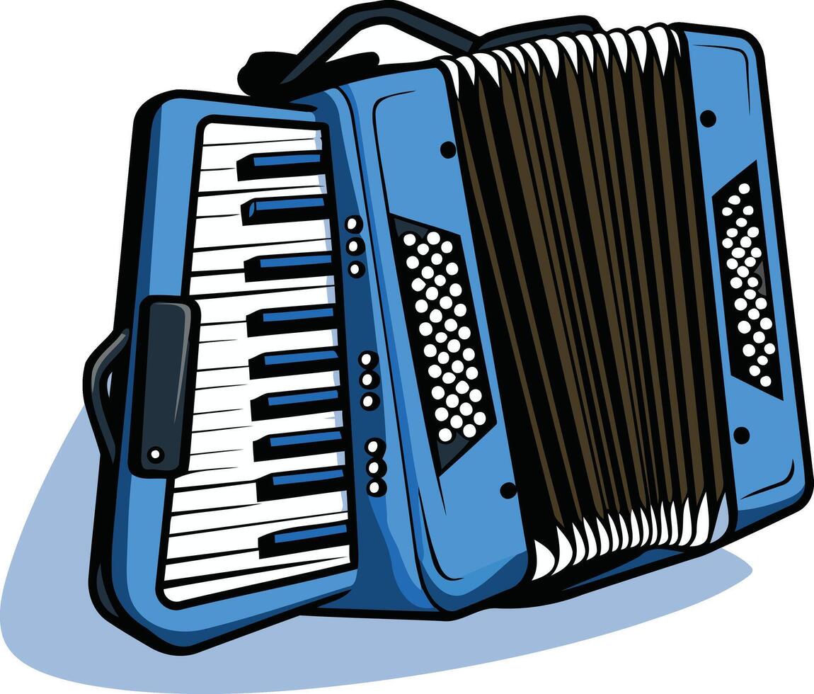 Cartoon Accordion with Blue and White Colors vector