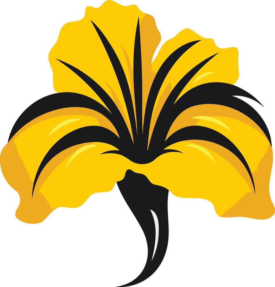Stylized Yellow Flower with Black Center vector
