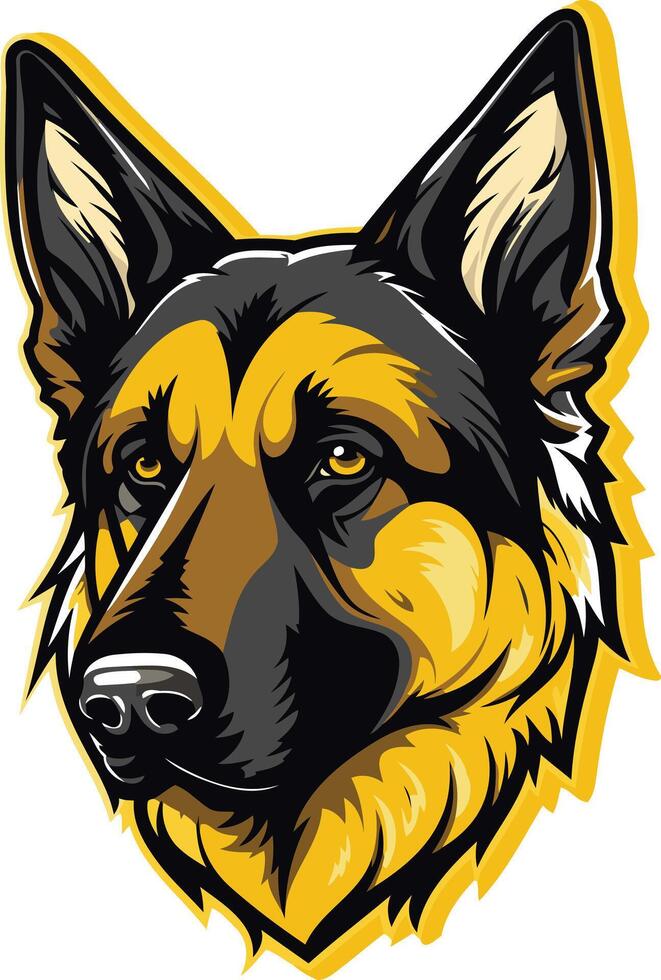 A striking illustration of a german shepherd's head, perfect for branding, logos, or as a powerful visual element for any dog-related project vector