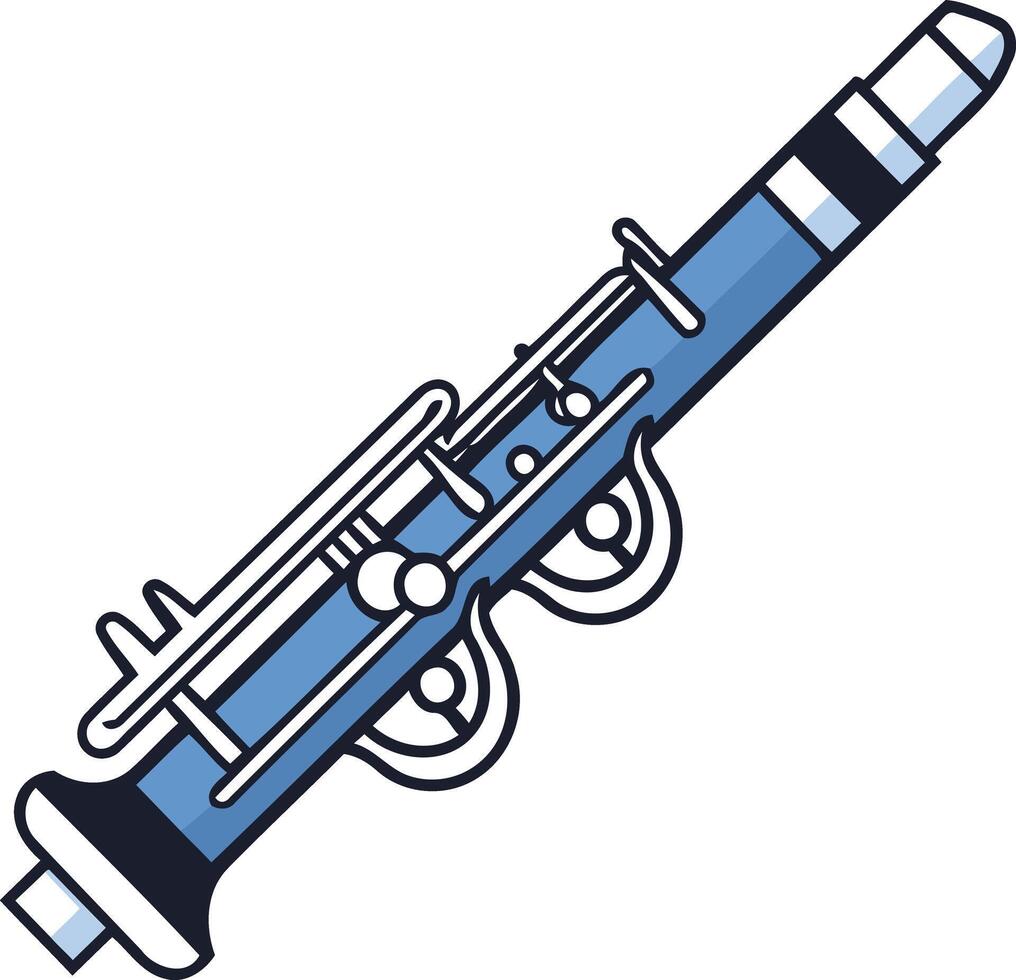A stylized illustration of a blue clarinet, perfect for music-related projects, websites, and social media vector