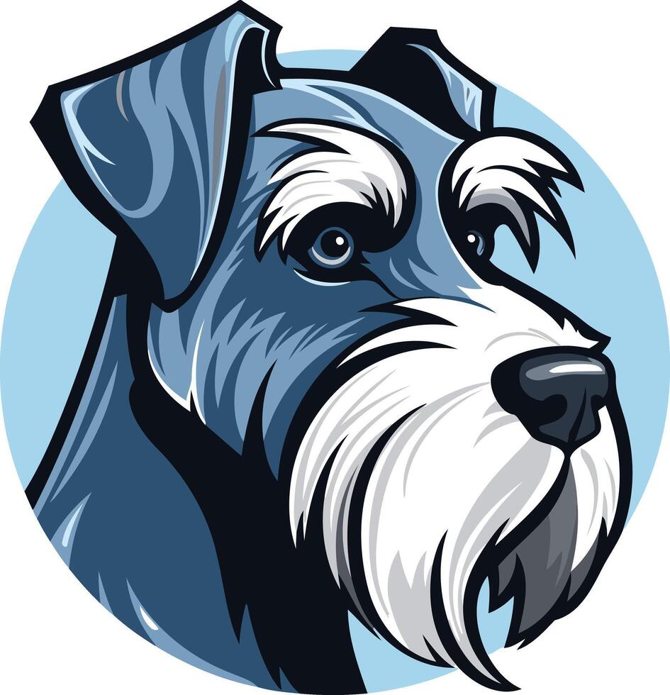 A playful and expressive illustration of a miniature schnauzer, perfect for pet related businesses, websites, or social media vector