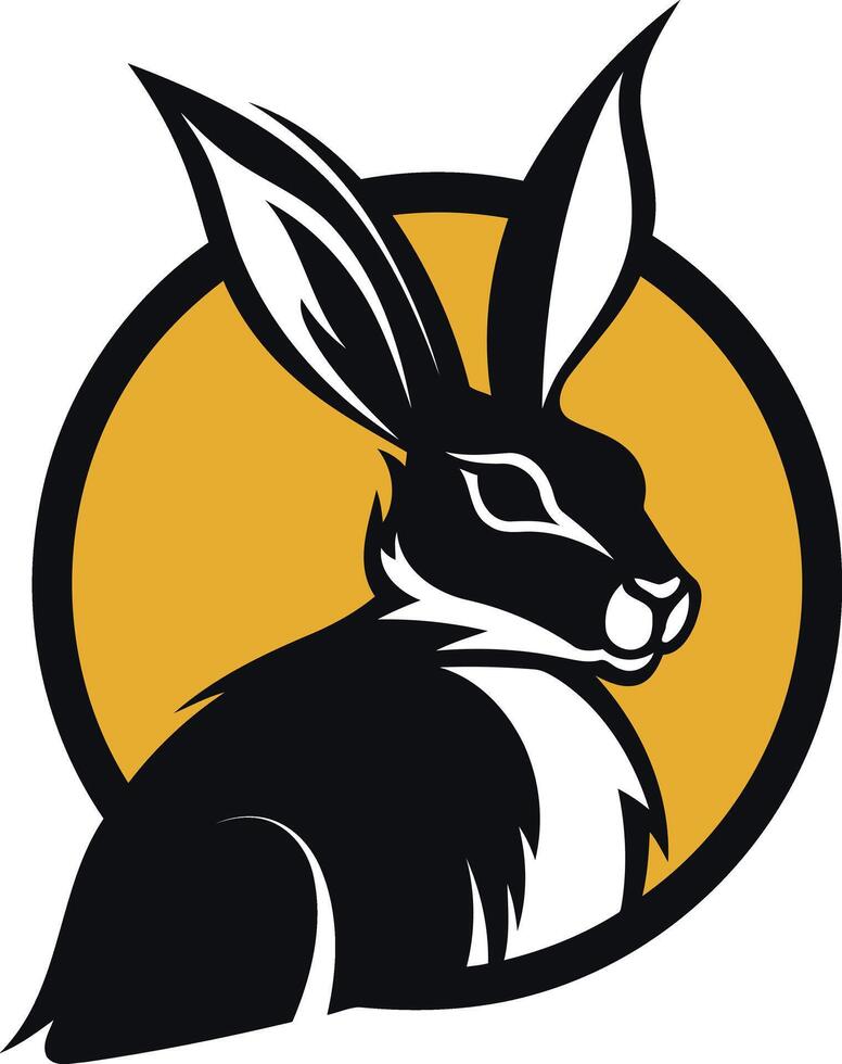 Bold and striking, this logo features a black rabbit with white accents, set against a yellow circle vector