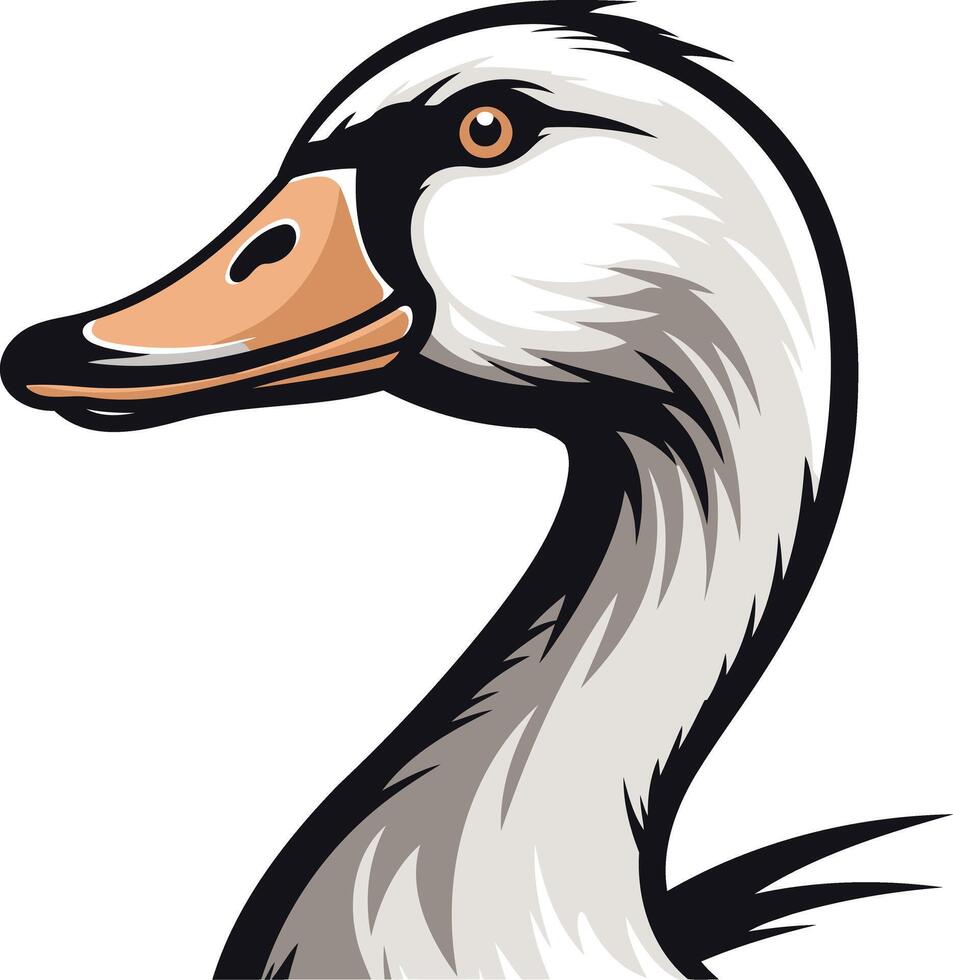 A stylized illustration of a swan's head, perfect for logos, branding, and wildlife designs vector