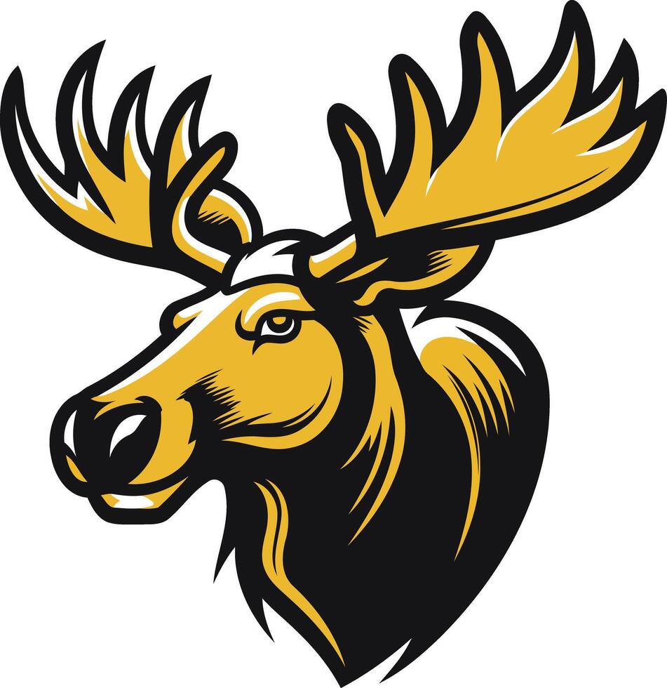 Moose Head Illustration with Bold Lines vector