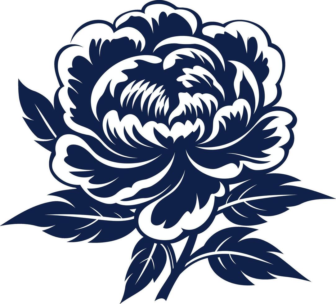 Blue and White Peony Flower Illustration vector