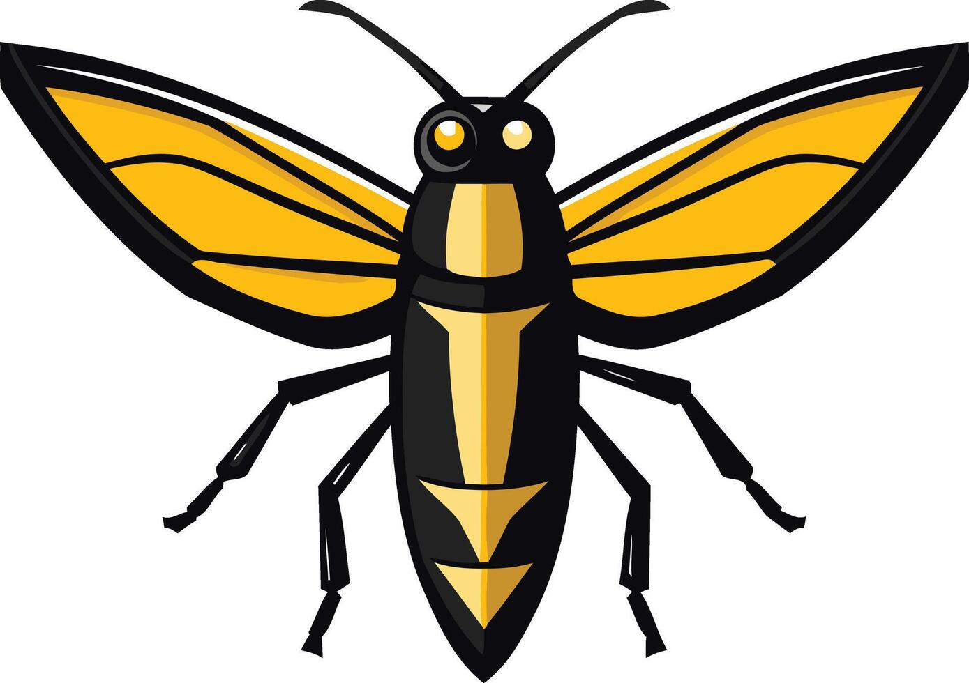 Cartoon Illustration of a Black and Yellow Wasp vector