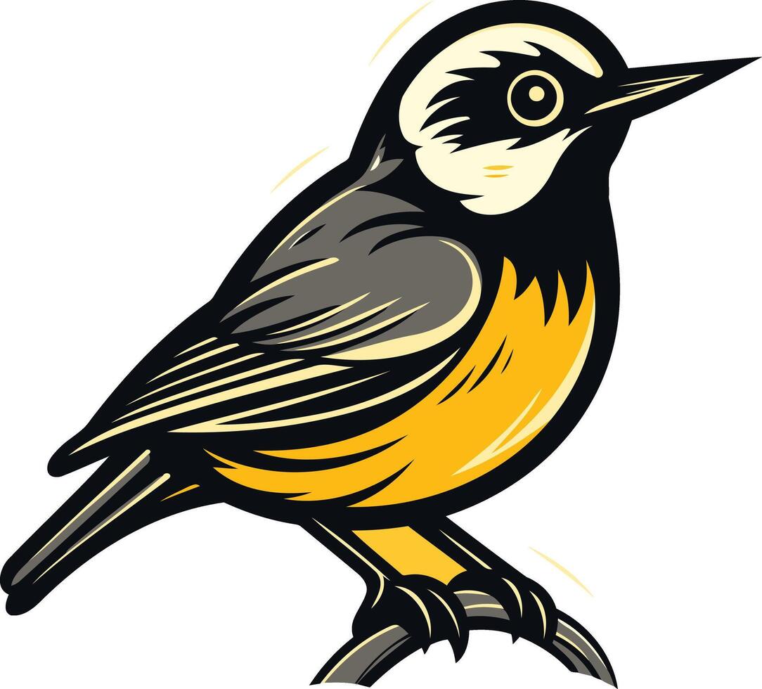 Cute and friendly cartoon bird perched on a branch, perfect for kids' illustrations, nature-themed designs, and branding vector