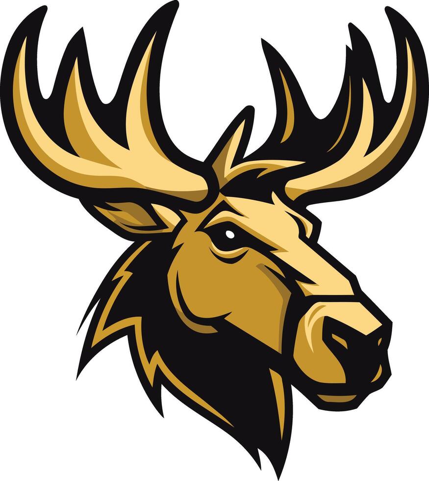 Mascot Moose with Golden Antlers vector