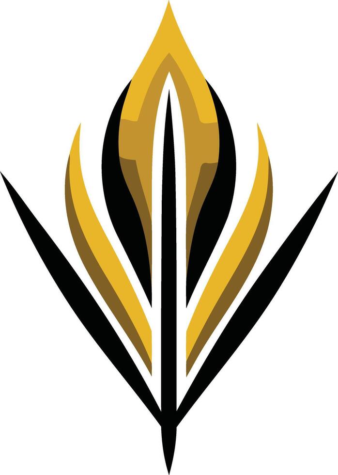 Abstract golden and black logo design resembling a stylized flower or arrowhead vector