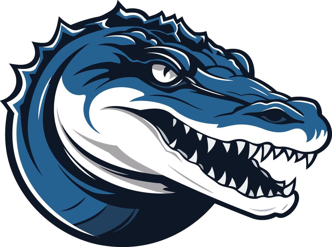 Powerful and fierce, this blue alligator head logo is perfect for sports teams, businesses, and branding projects vector