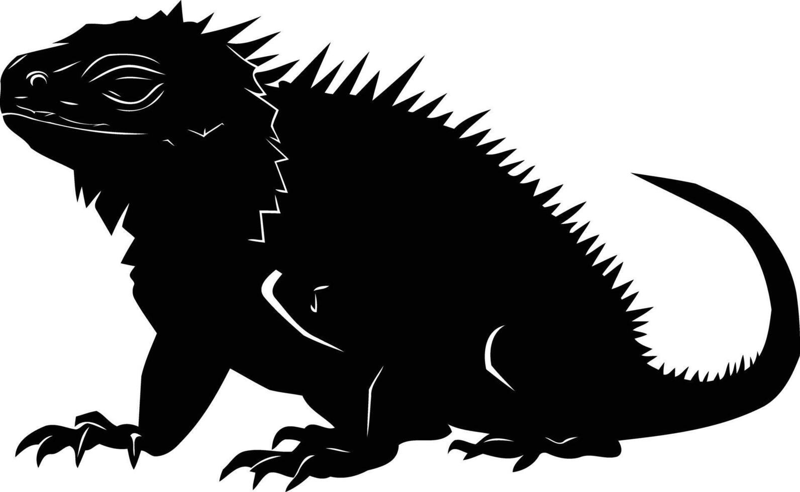 A striking black silhouette of an iguana, perfect for adding a touch of the exotic to your designs vector