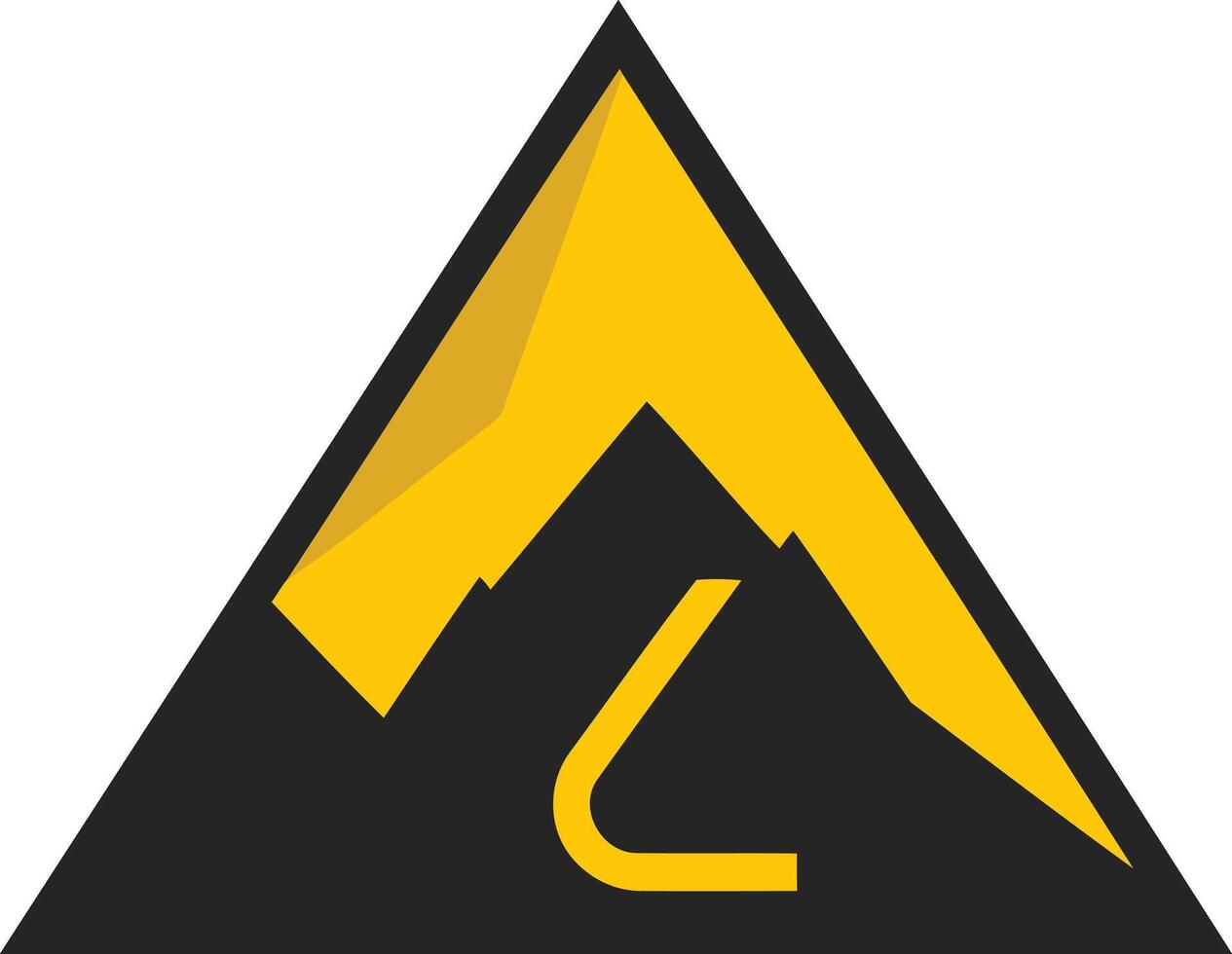 Modern, minimalist logo design featuring a black triangle with a yellow mountain peak and letter 'l' inside vector