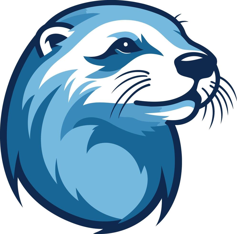 A friendly and playful blue otter head illustration, perfect for branding, logos, and mascot designs vector