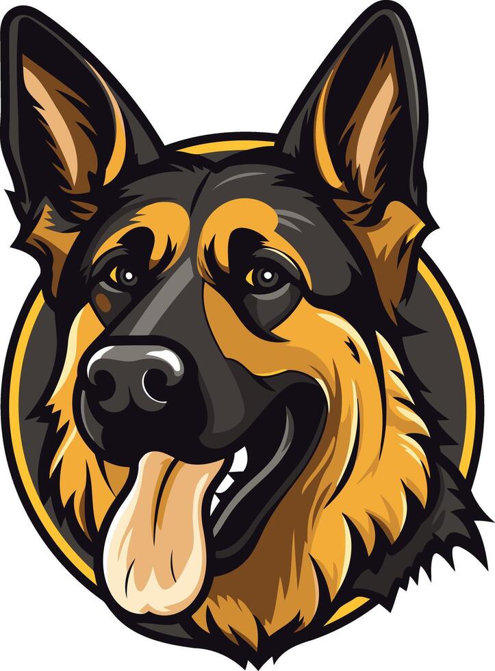 A friendly german shepherd with a playful smile, perfect for pet-related brands, dog training businesses, or animal shelters vector